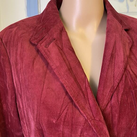 Talbots Woman 10 Fine Wale Corduroy Blazer Jacket Burgundy Red Academia Preppy - Picture 6 of 10
